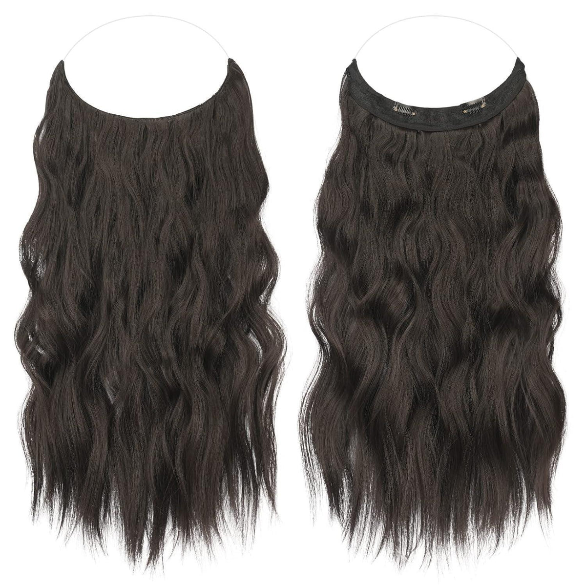 Haarverlängerung gewellt, 40cm, Natürliches Schwarz