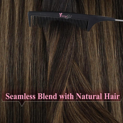 Echthaar Tape Extensions Ombre Dunkelbraun Mittelbraun 45cm