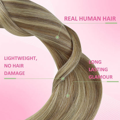 Echthaar Tape Extensions Hellbraun 55cm Gerade
