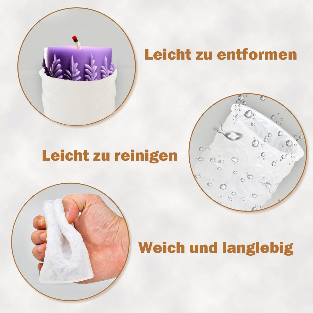 Kerzenformen Set 4er Silikon Blumen Zylinder Gießform DIY