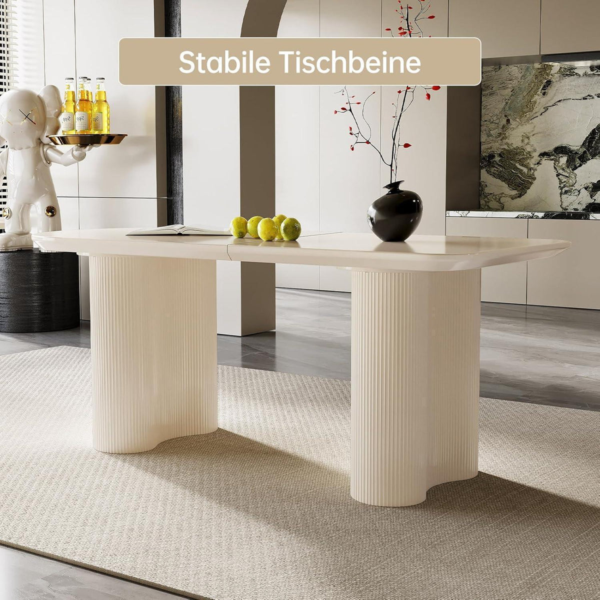 Weißer ovaler Esstisch 180cm – Modern & Platz für 6-8 Personen