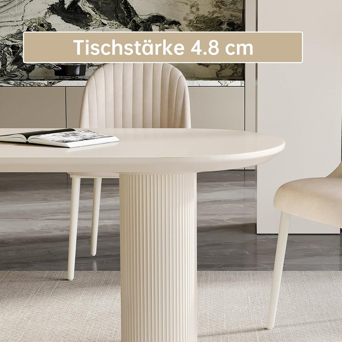 Weißer ovaler Esstisch 180cm – Modern & Platz für 6-8 Personen