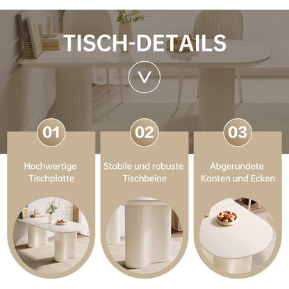 Moderner Esstisch weiß 160cm – Minimalistisch & Platz für 4-8 Personen