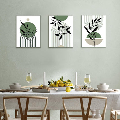 Gerahmte Salbei Grün Boho Wandkunst 3er Set 12x16 Zoll