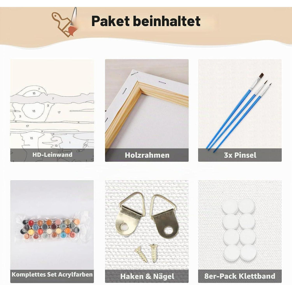 Malen nach Zahlen Landschaft mit Rahmen – DIY Ölgemälde Set