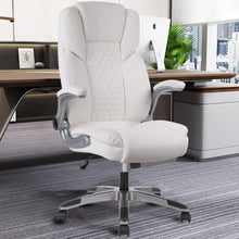 Ergonomischer Bürostuhl Weißer Chefsessel 180kg belastbar PU Leder