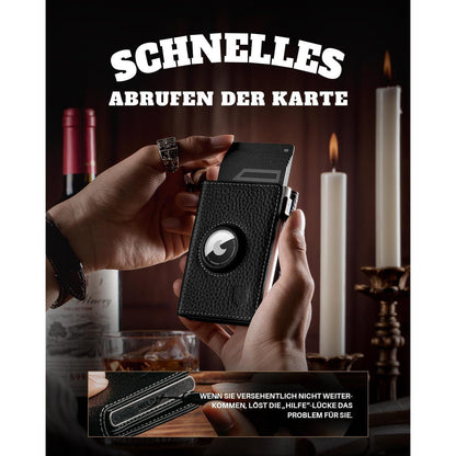 Herren Geldbörse mit AirTag Fach & RFID Schutz Schwarz