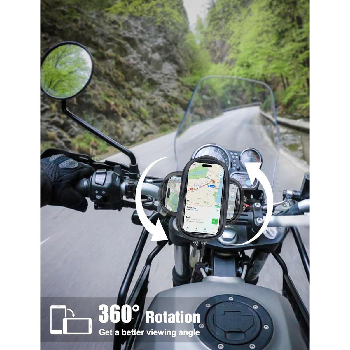 Wasserdichte Fahrrad Lenkertasche mit Handyhalterung 360°