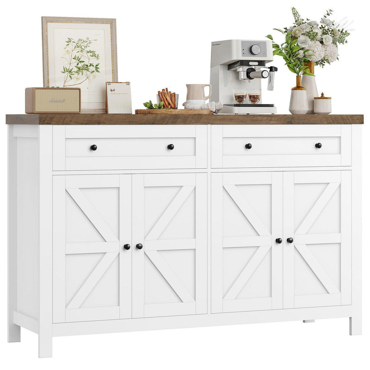 HOCSOK Sideboard 140cm – Küchenschrank mit Regalen & Schubladen