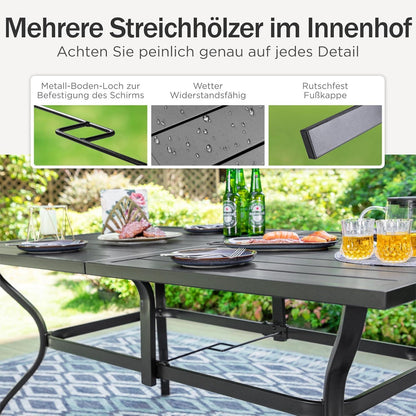 PHI VILLA Gartenmöbel Set 6 Personen Tisch 6 stapelbare