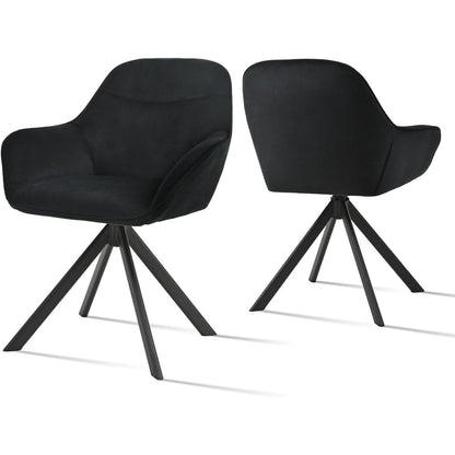 Drehstuhl Esszimmer 4er Set Schwarz mit Armlehne
