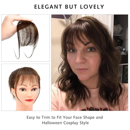 Clip-in Pony Echthaar Kakaobraun – Luftiger Front Fringe