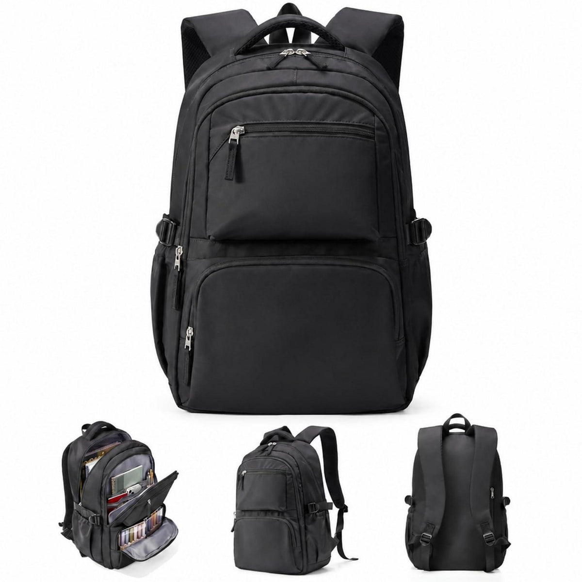Schulrucksack für Teenager mit Laptopfach – Schwarz