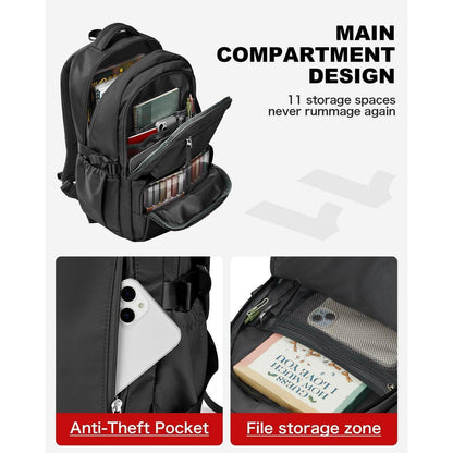Schulrucksack für Teenager mit Laptopfach – Schwarz