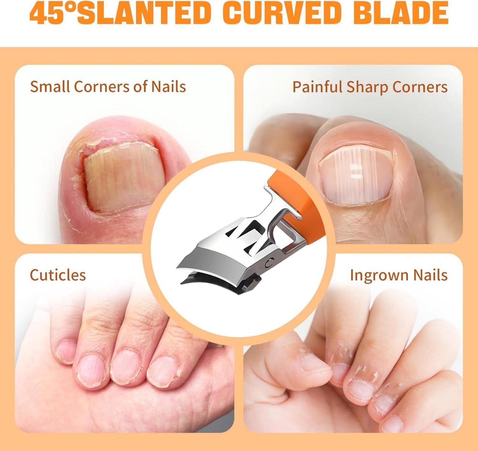 2er Set Gebogene Nagelknipser für dicke Nägel, Breite Öffnung