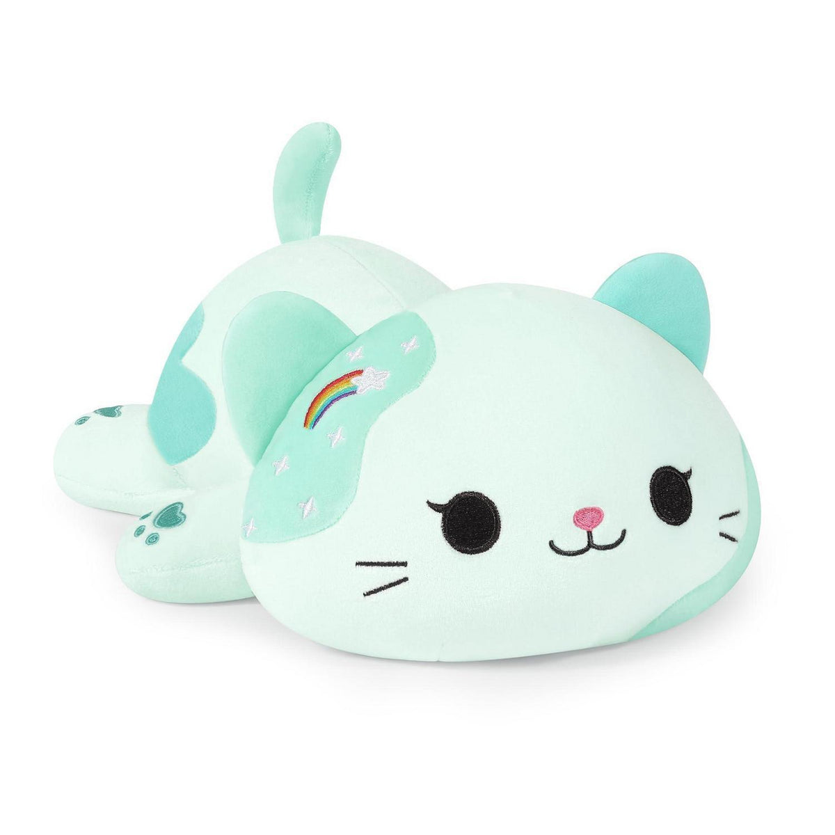 Kuscheltier Katze Plüschtier 30cm Grün