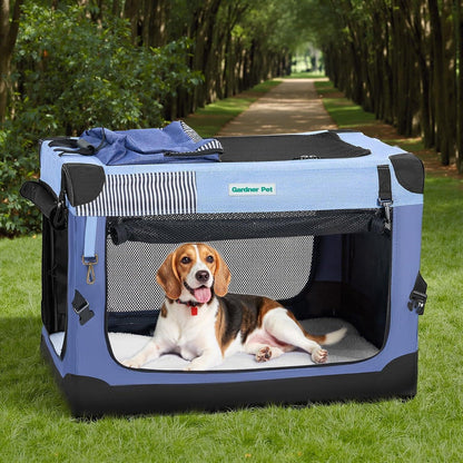 Faltbare Hundebox mit Tragegriffen & Decke – Blau, 76x53x53cm