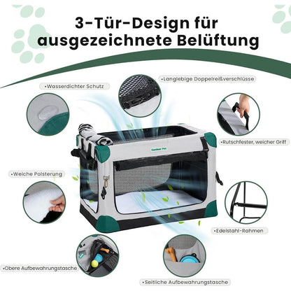 Faltbare Hundebox mit Tragegriffen & Decke – Grau, 91x64x64cm