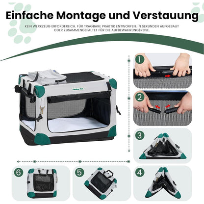 Faltbare Hundebox mit Tragegriffen & Decke – Grau, 91x64x64cm