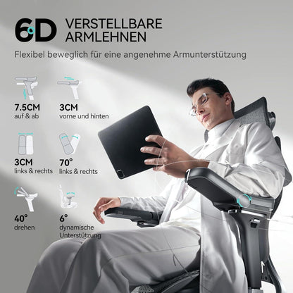 Ergonomischer Bürostuhl mit dynamischer Lendenwirbelstütze und