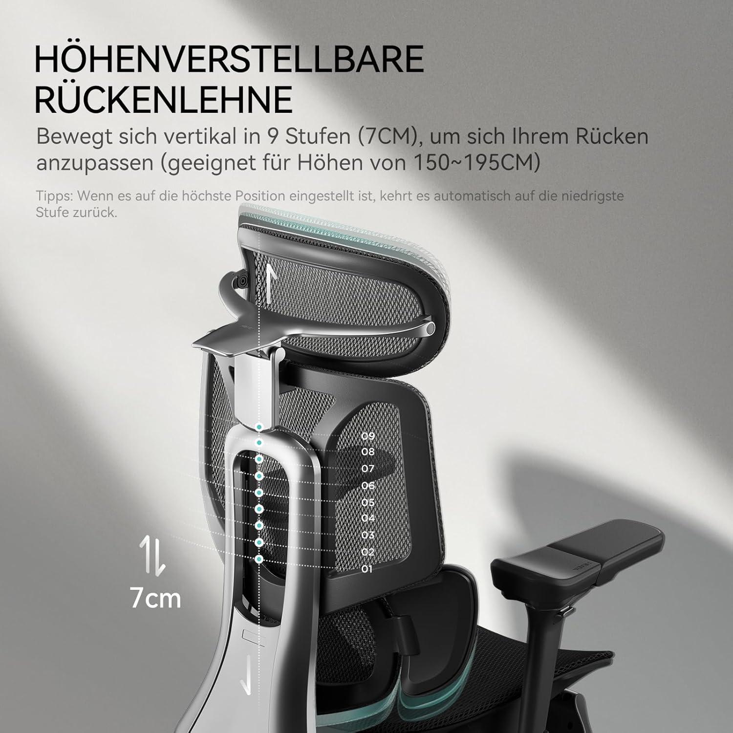 Hbada E3 Pro Ergonomischer Bürostuhl Schwarz mit Fußstütze