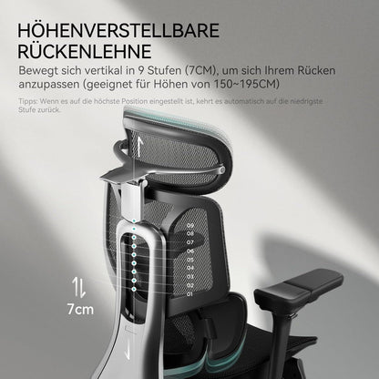 Hbada E3 Pro Ergonomischer Bürostuhl Schwarz mit Fußstütze