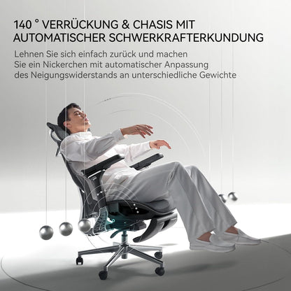 Hbada E3 Pro Ergonomischer Bürostuhl Schwarz mit Fußstütze