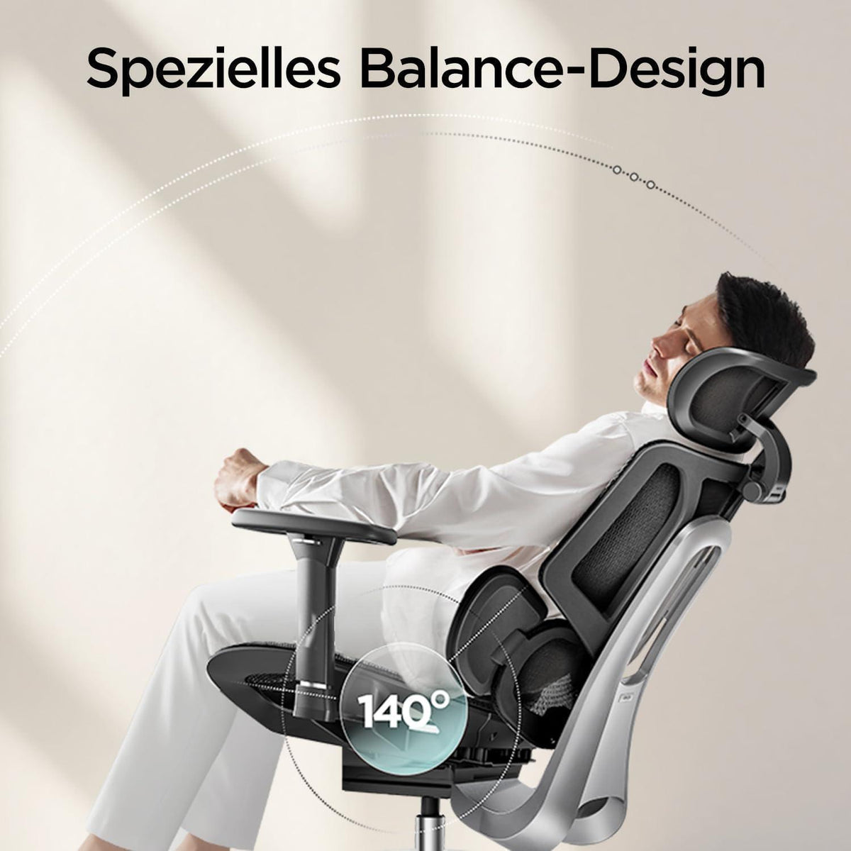 Ergonomischer Bürostuhl mit dynamischer Lendenstütze Schwarz