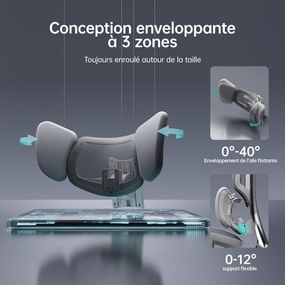 Ergonomischer Bürostuhl mit 3-Zonen-Lendenwirbelstütze & 4D-Kopfstütze