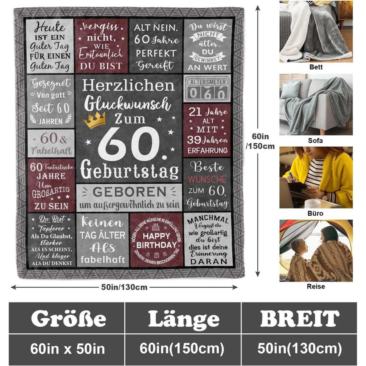 Tagesdecke zum 60. Geburtstag – Geschenk für Männer 1965