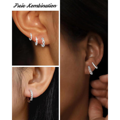 3 Paar Creolen 925 Silber & vergoldet Damen Ohrringe Set