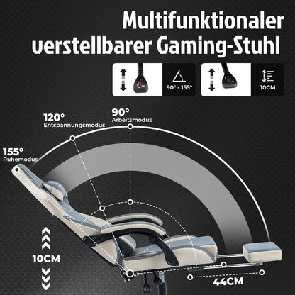 Ergonomischer Gaming Stuhl mit Fußstütze Racing Computerstuhl