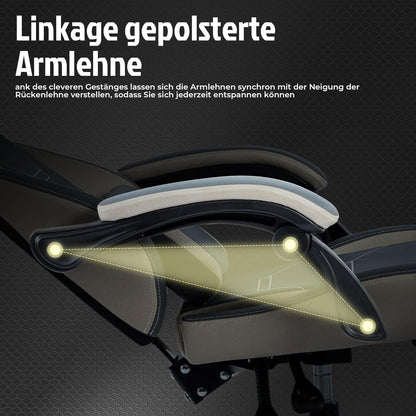 Ergonomischer Gaming Stuhl mit Fußstütze Racing Computerstuhl