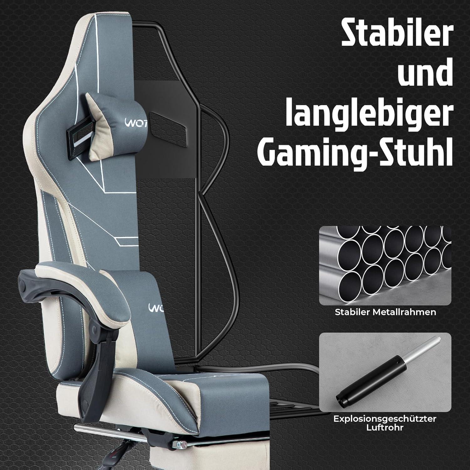 Ergonomischer Gaming Stuhl Racing Chair Bürostuhl mit Fußstütze Blau Einstellbar