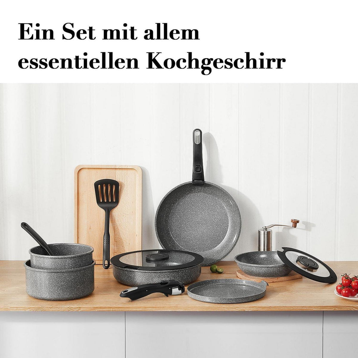 14-teiliges Kochgeschirr-Set Induktion, Antihaft & Stapelbar