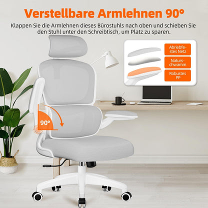 Ergonomischer Bürostuhl mit Klappbaren Armlehnen & verstellbarer