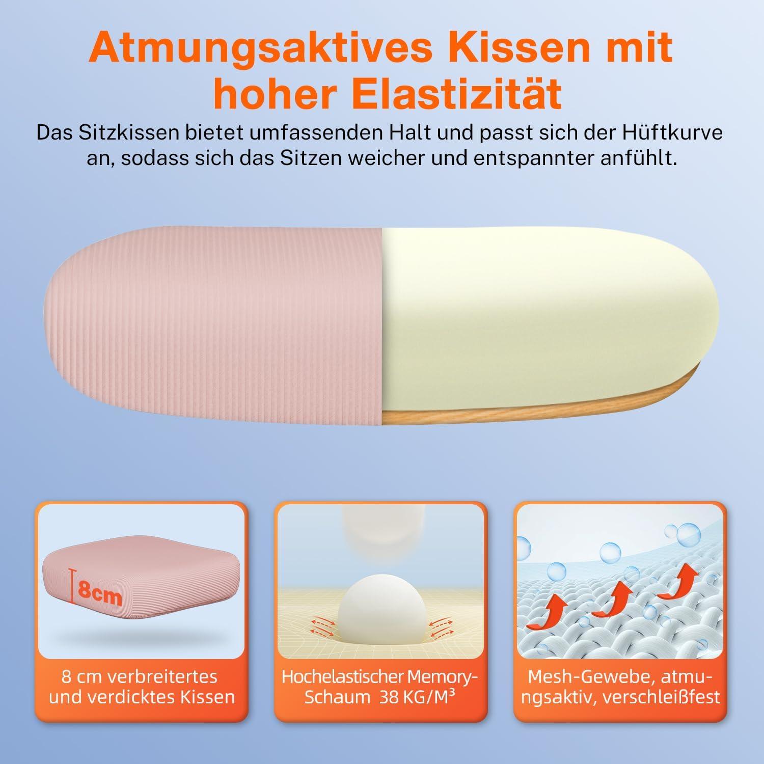 Ergonomischer Bürostuhl mit Kopfstütze, Armlehnen, Wippfunktion