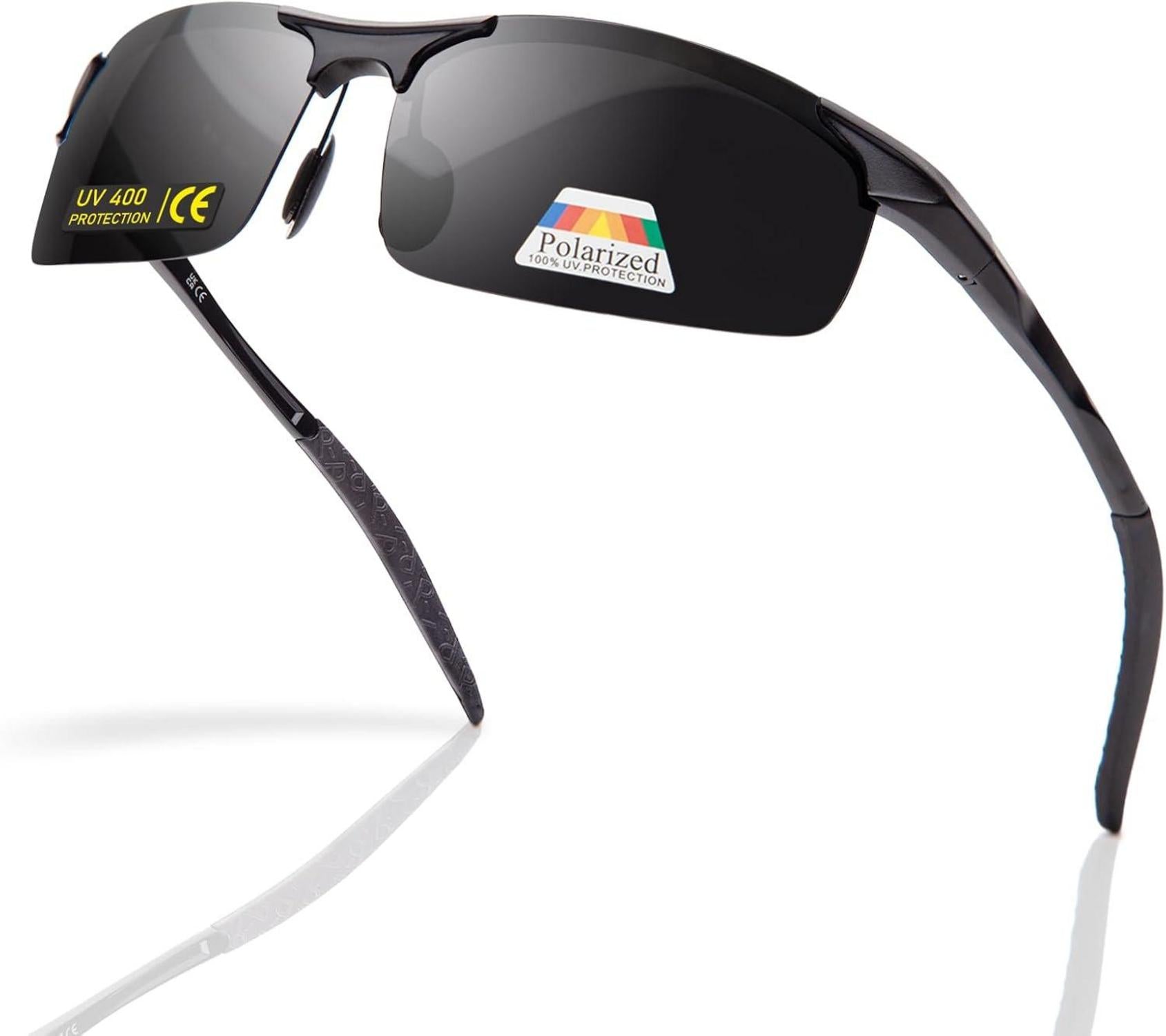 Epavouos Polarisierte Sportbrille UV400 Ultraleichtes Metall schwarz