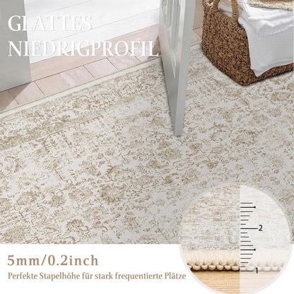 Vintage Teppich Hellbraun 240x300cm Waschbar Wohnzimmer Teppich