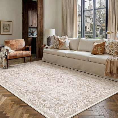 Vintage Teppich Hellbraun 180x270cm Waschbar Wohnzimmer Teppich