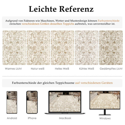 Vintage Teppich Hellbraun 180x270cm Waschbar Wohnzimmer Teppich
