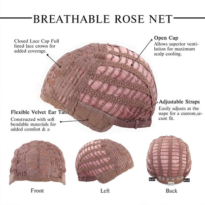 Lange Ombre Rosa Perücke mit Pony Natürliches Synthetik Haar