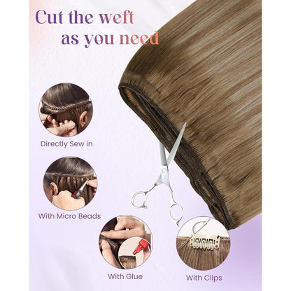 Echthaar Tressen Ombre Blond – Sew-in Weft 45cm