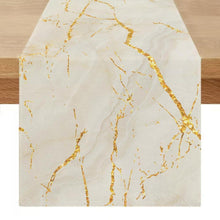 Moderner Tischläufer Leinen Weiß Gold 40x180 cm Marmor Optik