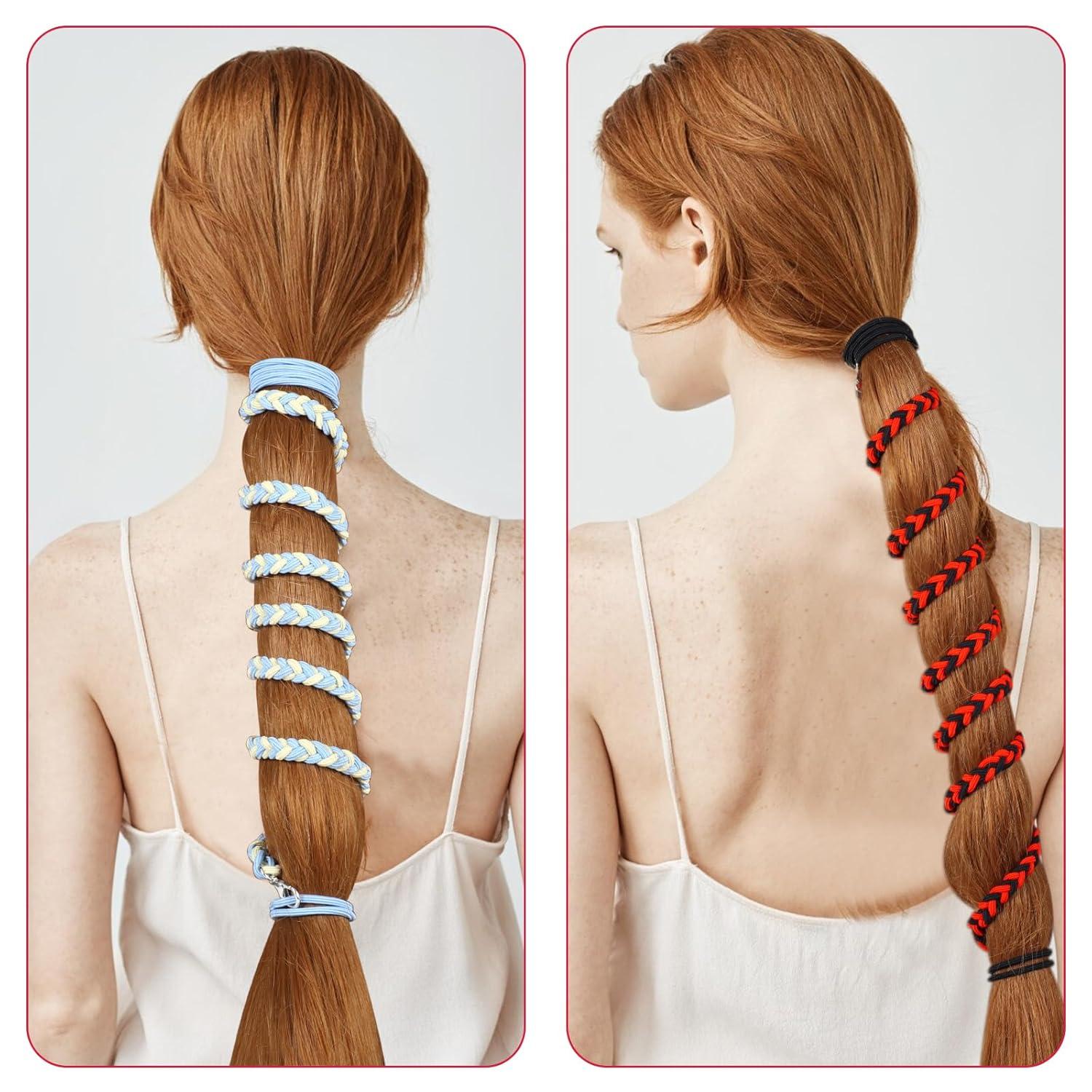 4er Set Elastische Haargummis für Pferdeschwanz 65cm - Wickel