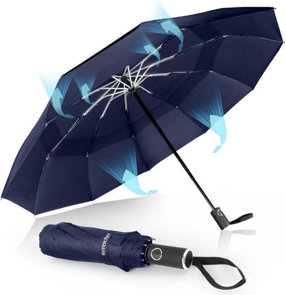 Leichter Sturmfester Regenschirm Automatikschirm Groß Schwarz