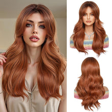 Lange Ombre Auburn Perücke mit Pony Natürliche Gewellte