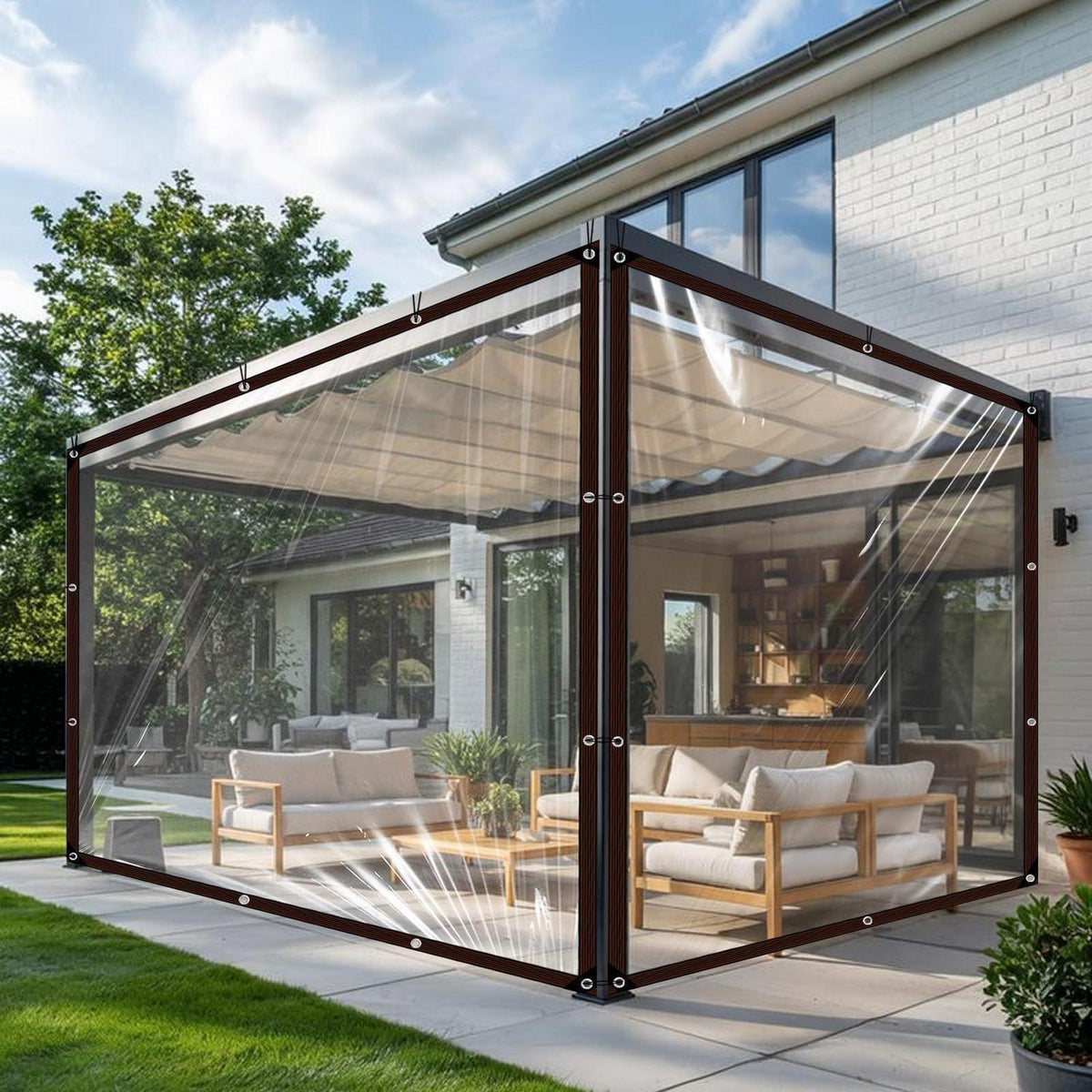 Transparente Abdeckplane mit Ösen, Wasserdicht 3x6m