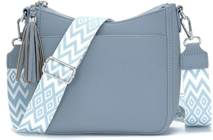 Kleine Umhängetasche Damen Mittelgroß Graublau Crossbody Bag
