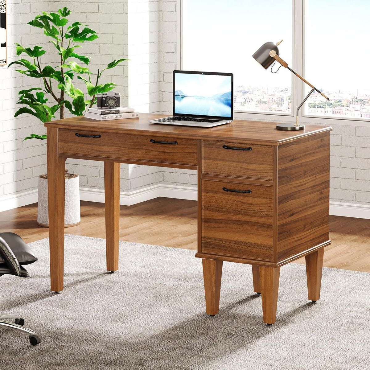 Schreibtisch mit 3 Schubladen – Braun, 120x60cm, Bauernhausstil